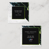 緑金ゴールド及び白い大理石の正方形の名刺 スクエア名刺 (正面/裏面)