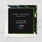 緑金ゴールド及び白い大理石の正方形の名刺 スクエア名刺 (裏面)