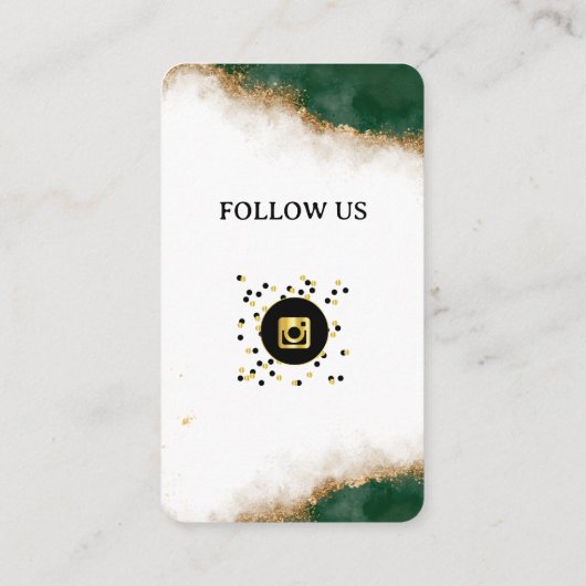 緑金ゴールド大理石 – ソーシャルメディアQRコード 名刺 (裏面)