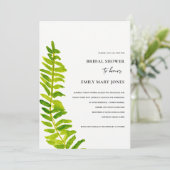緑金ゴールド水彩シダ葉ブライダルシャワー 招待状 (スタンド正面)