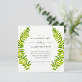 緑金ゴールド水彩シダ葉婚約 招待状 (スタンド正面)