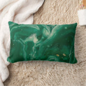 緑金ゴールド水彩抽象芸術腰枕 ランバークッション (ブランケット)