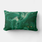 緑金ゴールド水彩抽象芸術腰枕 ランバークッション (正面)
