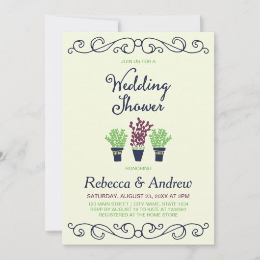 緑鉢植物ウェディングシャワー 招待状 (正面)