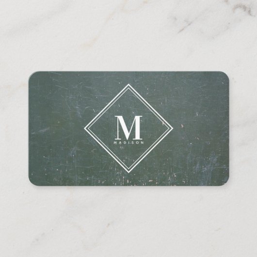 緑錆メタリックテクスチャモノグラムイニシャル 名刺 (正面)