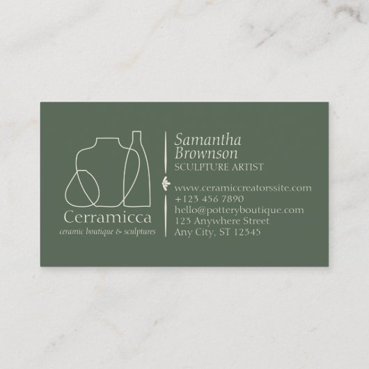 緑陶器用花瓶気にセラミックの指導 名刺 (裏面)