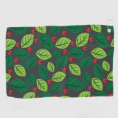 緑離れの果実，赤い果実，のパタ離れーン ゴルフタオル (横)