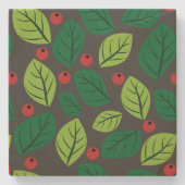 緑離れの果実，赤い果実，のパタ離れーン ストーンコースター (正面)