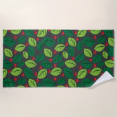 緑離れの果実，赤い果実，のパタ離れーン ビーチタオル (正面)