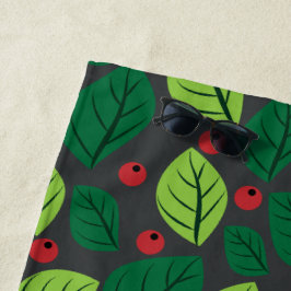 緑離れの果実，赤い果実，のパタ離れーン ビーチタオル