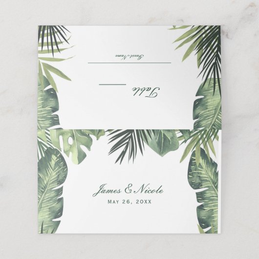 緑離れの植物熱帯植物の座席 プレイスカード (外部開封)