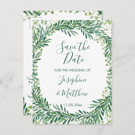 緑離れの水の色日付を保存 案内ポストカード (正面/裏面)