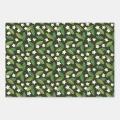 緑離れの花と白い花 ラッピングペーパーシート (正面)
