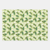 緑離れの花と白い花 ラッピングペーパーシート (正面)