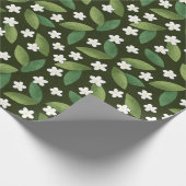 緑離れの花と白い花 ラッピングペーパー (角)