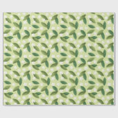 緑離れの花と白い花 ラッピングペーパー (フラット)