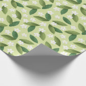 緑離れの花と白い花 ラッピングペーパー (角)