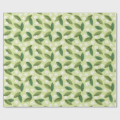 緑離れの花と白い花 ラッピングペーパー (フラット)