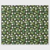 緑離れの花と白い花 ラッピングペーパー (フラット)