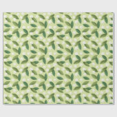 緑離れの花と白い花 ラッピングペーパー (フラット)