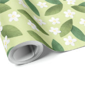 緑離れの花と白い花 ラッピングペーパー (ロールコーナー)