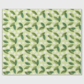 緑離れの花と白い花 ラッピングペーパー (フラット)