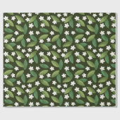 緑離れの花と白い花 ラッピングペーパー (フラット)