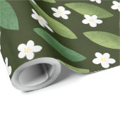 緑離れの花と白い花 ラッピングペーパー (ロールコーナー)