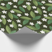 緑離れの花と白い花 ラッピングペーパー (角)