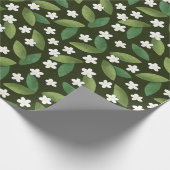 緑離れの花と白い花 ラッピングペーパー (角)