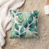 緑離れ植物葉素朴緑 クッション (ブランケット)