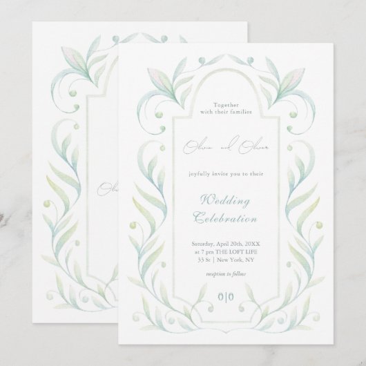 緑離れ結婚の 招待状 (正面/裏面)