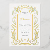 緑離れ結婚の 箔招待状 (正面)