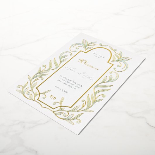 緑離れ結婚の 箔招待状 (回転した状態)