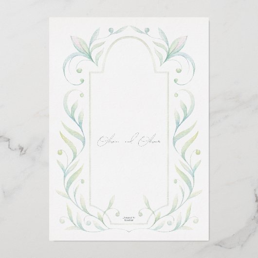 緑離れ結婚の 箔招待状 (裏面)