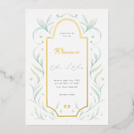 緑離れ結婚の 箔招待状