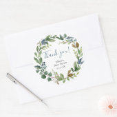 緑離れ色のほこりっぽい青い素朴なフローラの葉 ラウンドシール (封筒)