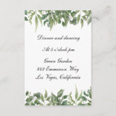 緑離れ色の緑の葉の結婚式 エンクロージャーカード (正面)