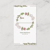 緑離れ色ピンク花飾りシャワー エンクロージャーカード (裏面)