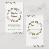 緑離れ色ピンク花飾りシャワー エンクロージャーカード (正面/裏面)