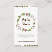 緑離れ色ピンク花飾りシャワー エンクロージャーカード (正面)