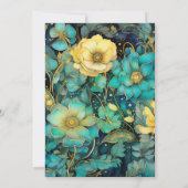 緑青と金ゴールドフローラ結婚ズモノグラム 招待状 (裏面)