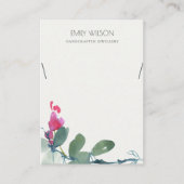 緑青のピンクのユーカリ動物ネックレスディスプレイ 名刺 (正面)