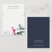 緑青のピンクのユーカリ動物ネックレスディスプレイ 名刺 (正面/裏面)