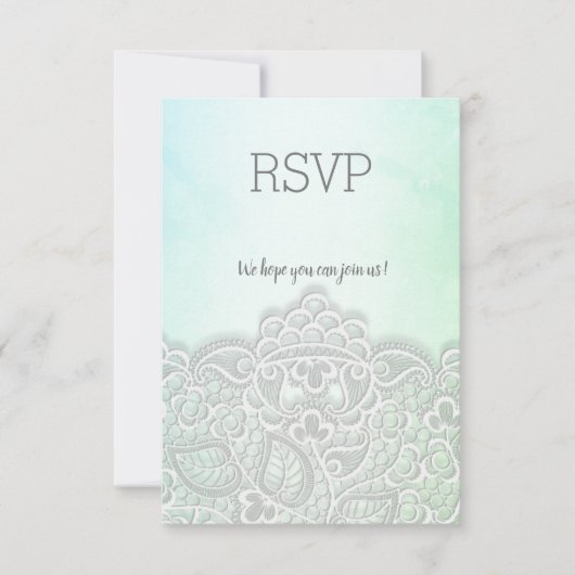 緑青のレース エレガントなイベントの返信 出欠カード (正面)