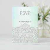 緑青のレース エレガントなイベントの返信 出欠カード (スタンド正面)