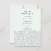 緑青のレース エレガントなイベントの返信 出欠カード (裏面)