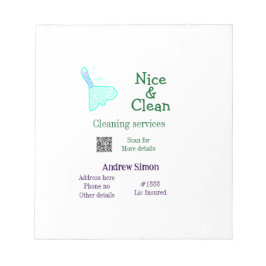 緑青の光るきれいなモップ　名前住所追加　ＱＲＢ ノートパッド