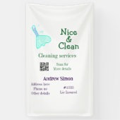 緑青の光るきれいなモップ　名前住所QRコードBを追加 横断幕 (縦)