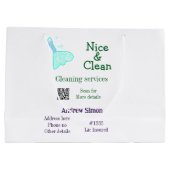 緑青の光るきれいなモップ　名前 住所 QRコード追加 ラージペーパーバッグ (裏面)